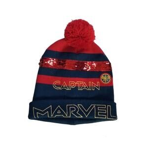 Girls Avengers Captain Marvel Red Blue Beanie